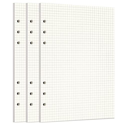 Image of Zelten Loose Leaf Punched Paper Refills Paper for 6 Hole Binder Personal Organizer Diary Notebook Refillable Planner (Squared,A5 /6 Hole)