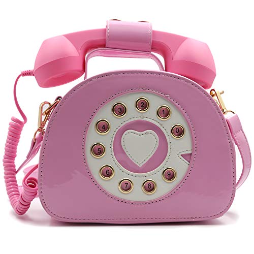 Image of QiMing Retro dial telephone Crossbody Shoulder Bag,Pu Movable microphone Purse for Women