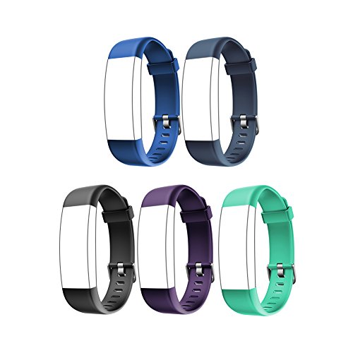 Letsfit ID130Plus HR Replacement Bands, Adjustable Accessory Bands for Letsfit Fitness Tracker ID130Plus HR, ID130Plus Color HR, 5 Pack (Black, Blue, Purple, Grey, Green)