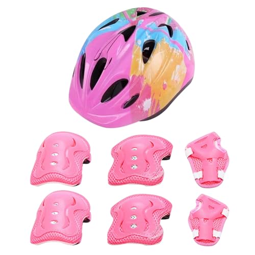Kids Helmet Knee and Elbow Pads Set | Helmet Wrist Guards Knee Elbow Protector Pads for Kids Skate,Shock-Resistant Protective Gear for 3-12 Years Old Toddler Boys Girls