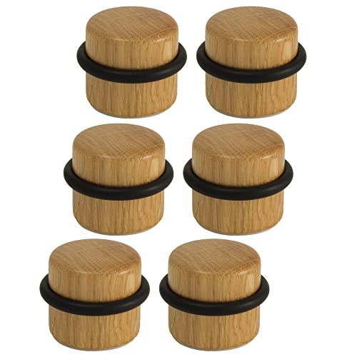Kukicu Arrêts de Portes - Butée de Porte Adhésive en Bois pour Sol - Butoirs de Porte Protection de Portes et Murs - Pack 6 unités (Chêne) Cover