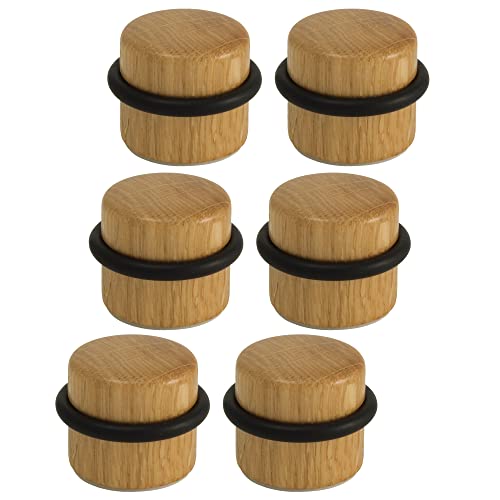 Kukicu Topes para Puertas – Tope Puerta Adhesivo de Madera para Suelo – Tope Autoadhesivo para Suelos Madera – Discreto y Elegante - Pack 6 unidades (Roble) (6)