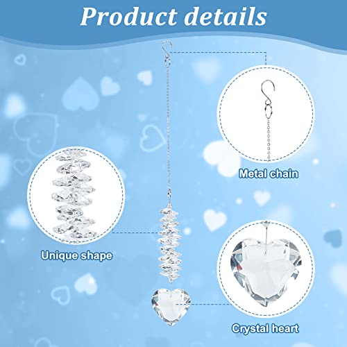 WEBEEDY Sun Catchers with Crystals Clear Glass Heart Crystal Hanging Pendant Beads Suncatcher Crystals Ball Prism Rainbow Maker Window Garden Wall Decoration Valentine's Day Gift - Image 3