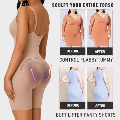 Image of Women's Shapewear Bodysuit - Tummy Control Seamless Waist Sculpting Body Shaper - Thong Body Suit