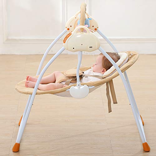 CBBAY Baby Electric Cradle Bassinet Bed Newborn Crib Rocking Sleeping (Yellow) - Thumbnail 3