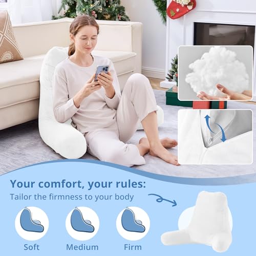 Image of Sasttie Reading Pillow for Bed, Back Pillow for Sitting Up, White