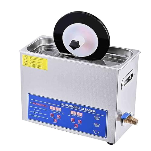 Máquina de limpieza ultrasónica, limpiador de discos ultrasónico, máquina de cavitación sónica portátil de 6 L con temporizador digital y calentador, temperatura ajustable, acero inoxidable