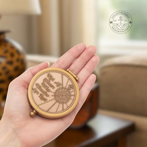 Brújula de Latón Náutica con Estuche de Cuero miniatura 3