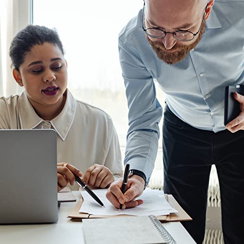Linfanc Ballpoint Pens, Matte Black With Chrome Trim, Medium Point 1.0Mm Black Ink, Nice Metal Pens For Office, 2 Pens With 4 Refills #TOP4