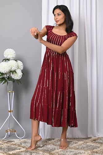 Image of IQRAAR Dress for Women Printed Midi Dress