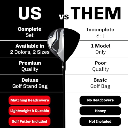 Image of Precise S7 Men's Complete Right Handed Golf Club Set | Complete Regular & Tall Mens Golf Clubs Set | with 4 HC's, Lightweight Shafts & Spacious Stand Bag w /Storage Pockets & Dual Straps for Carrying