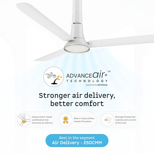 Image of atomberg Studio Ventra 1250mm BLDC Ceiling Fan with Remote Control | BEE 5-Star Rated | Advance Air+ Technology | LED Speed Indicator | Low Noise | 5 Year Warranty | Snow White