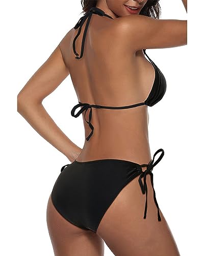 Image of Tempt Me Women Triangle Bikini Sets Halter Two Piece Sexy Swimsuit String Tie Side Bathing Suit
