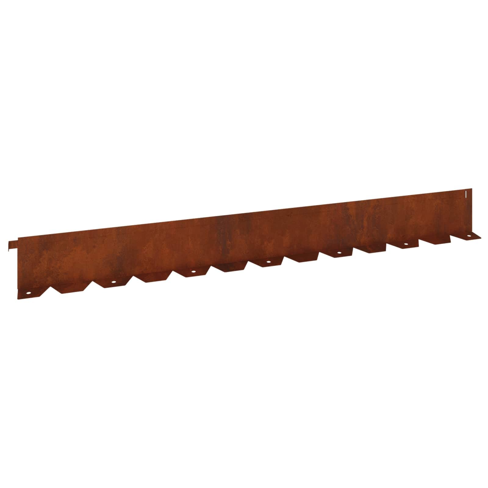 Lot de 10 bordures de gazon, 102 x 10 x 4 cm, acier oxydé