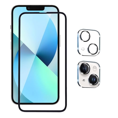 Image of Premium iPhone 13 Mini Tempered Glass with Camera Lens Protector - Ultimate Protection Kit Edge to Edge Screen Protector for iPhone 13 Mini 9H Hardness Ultra HD Anti-Scratch Case Friendly