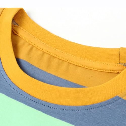 Hotfiary Boys Girls Short Sleeve Striped T Shirts Kids Soft Cotton Crew Neck Summer Tee Tops Children Casual T-Shirts 6-13Y3