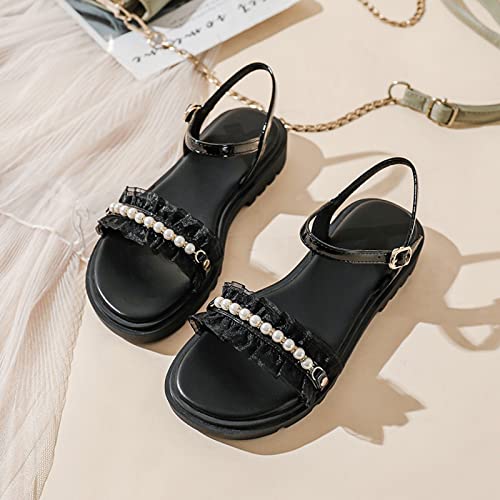 Sandales pour femmes en cuir souple nu-pieds d'été décontractés - 6