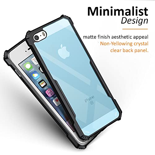 Image of WOW IMAGINE Shock Proof Clear Back Cover Case Mobile Cover for Apple iPhone 5S | 5 | 5 SE (Hard | Hybrid PC + TPU | Full Armour Device & Camera Protection | Black)