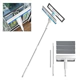 4 en 1 Spray Limpiacristales Coche con Colector De Aguas Residuales Y 3 Paños Microfibra, Rasqueta Limpiacristales con Varilla De Extensión para Ventanas Altas Interiores/Exteriores
