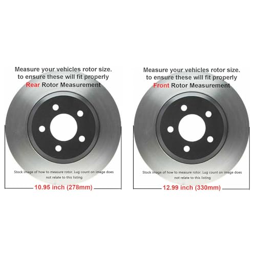 Image of Detroit Axle - 8pc Brake Kit for 2015-2017 Chrysler 200 | Drilled and Slotted Disc Brake Rotors Ceramic Brake Pads 2016 Replacement 12.99 inch inch Front and 10.95 inch inch Rear Rotor
