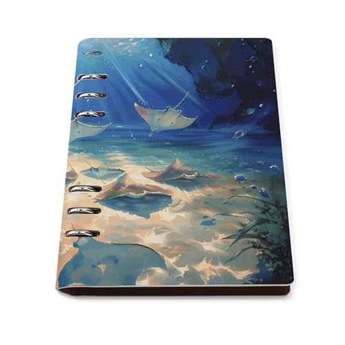 Evita hojas rotas con el cuaderno A5 marino recargable de piel sintética plana