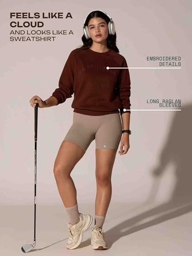 Image of CAVA Essential Sweatshirt for Women | Brushed Fleece, Round Neck, Full Sleeves, Ribbed Cuffs, Embroidery Detail | Cozy Loungewear & Travelwear