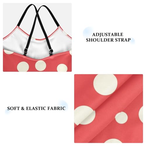 KLL Polka White Dots on Red Background Toddler Girl 1 Piece Bathing Suit Beach Swimwear Adjustable Shoulder Strap Quick Dry3