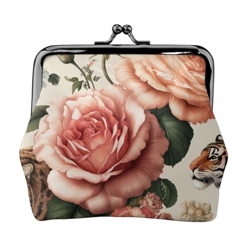 Pu Leather Buckle Coin Purse Animal-Roses-Floral Girls Kiss-Lock Change Purse Wallets