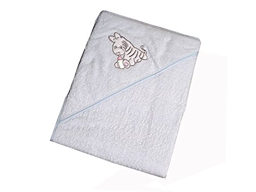 Serviette à capuche zèbre bleue 100x100 évite le froid de bébé au bain 5209