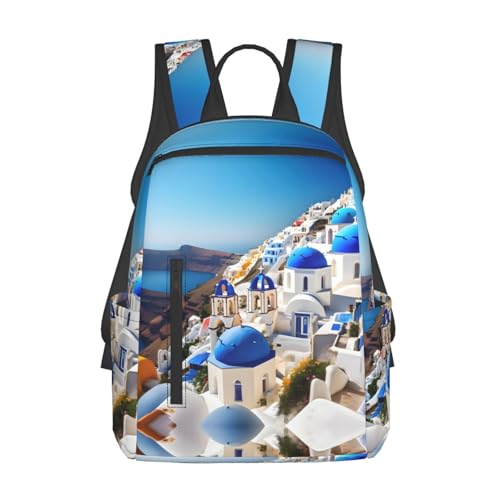 Santorini Greek Island sea View print Simple lightweight casual backpack travel bag backpack for men and women