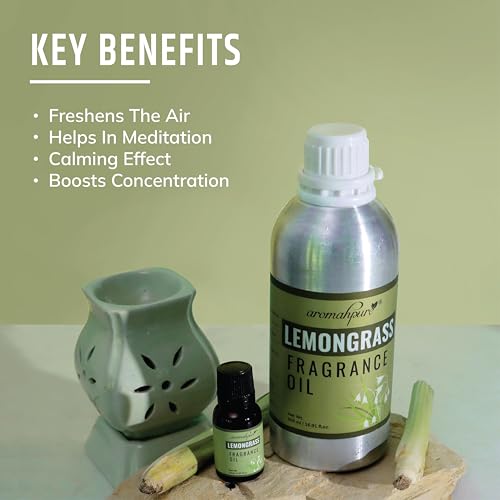 Image of Aromahpure Lemongrass Aroma Oil | 500ml Undiluted & Natural | Long-Lasting Scent for Aromatherapy, Candle & Soap Making, Diffusers, Room Freshener, Humidifier, Bathroom Revitalizer & Home Essentials