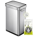 EKO Deluxe Mirage-T 50 Liter / 13.2 Gallon Touchless Rectangular Motion Sensor Trash Can, Matte Stainless Steel Finish