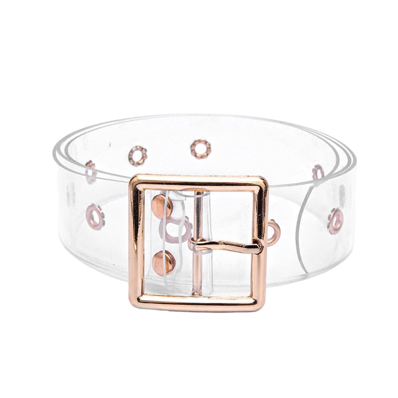 Trendy Chic Transparent Women Buckle Belt Wide Waist Waistband Clear For Jeans Pants Dresses - Main Image