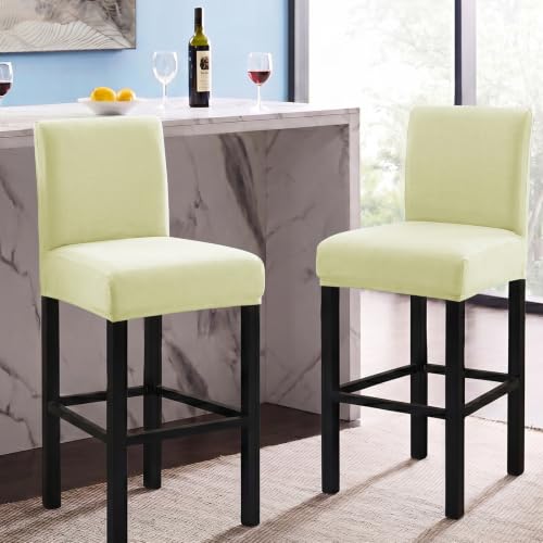 Image of FUANGUI Bar Stool Covers Set of 2, Waterproof Stretch Bar Stool Seat Covers | Washable Removable Bar Chair Covers with Backs Slipcovers, Bar Chair Covers Square for Kitchen Dining Room Cafe