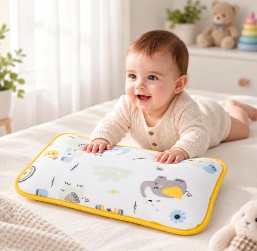 Image of Baby Pillow Elephant Print Muslin Pillow (White Elephant Print)