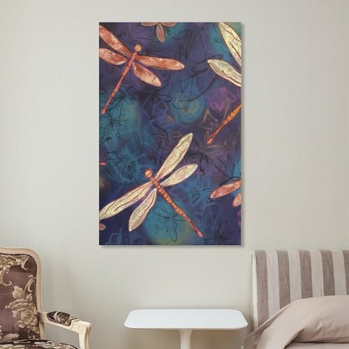 Impression sur toile moderne de libellule peinte à la main pour mur