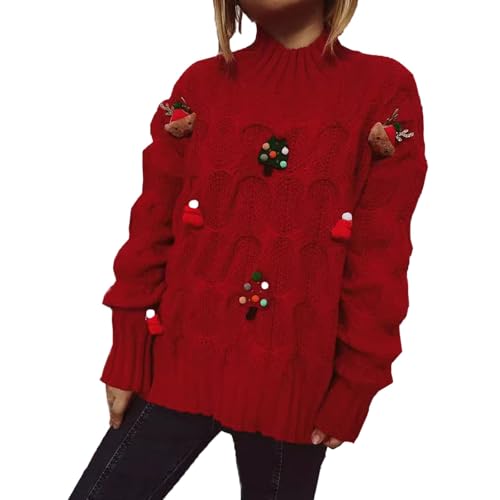 Générique Maglione natalizio da donna, ricamato a mano, albero di