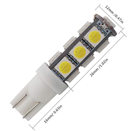 GRV T10 C921 192 194 W5W 13-5050SMD Super Bright Wedge LED Bulbs for DC 12V RV Interior Ceiling Dome Camper Motorhome Boat Lighting Bulb,Cool White Pack of 10