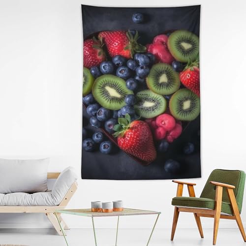 Tapisserie murale fruits au motif de nombreux fruits pour fond de salon