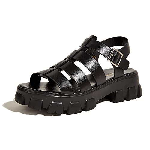 LUCKY STEP Women 's Platform Wedge Sandals Open Toe Adjustable Ankle Strap Chunky Heel