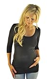 Mommylicious Black Seamless Scoop Neck Maternity Top (Black)