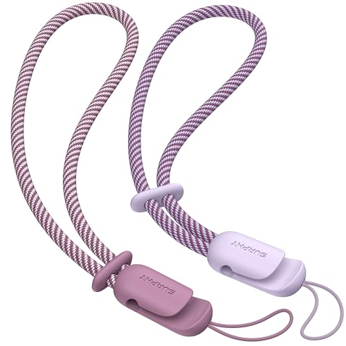 Image of SURPHY 2 Pack Phone Lanyard, Phone Wrist Strap for Case, Camera Wrist Strap | Ultra-Light 2-Color Braided Phone Strap, Cellphone Charm Strap, Anti-Lost Wrist Lanyard for Women and Men,Lilac Lilac Purple