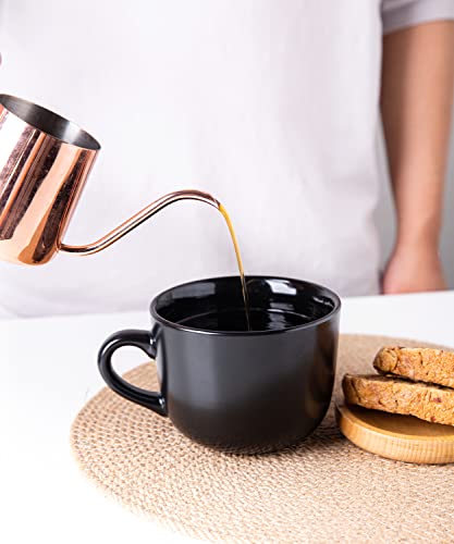 Amorarc 24 Oz Soup Mugs With Handles, Jumbo Ceramic Bowls Mugs Set With Handles For Coffee Cereal Cappuccino Snacks, Microwave&Dishwasher Safe Soup Cups For Meal-Black #TOP2