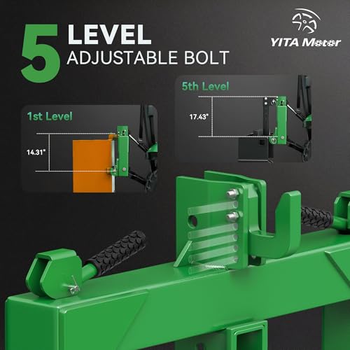 Image of YITAMOTOR 3 Point Quick Hitch with Upgrade Versatile Adapter & 2 inch Receiver for Category 1 Tractors, 3000 lbs 3-Pt Trailer Hitch Attachment with 5 Level Adjustable Bolt (Green)