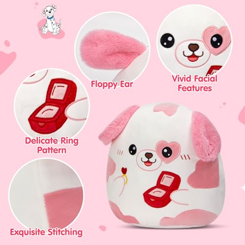 Image of Puppy Dog Plush Stuffed Animals Love Heart Ring Box 12 inch