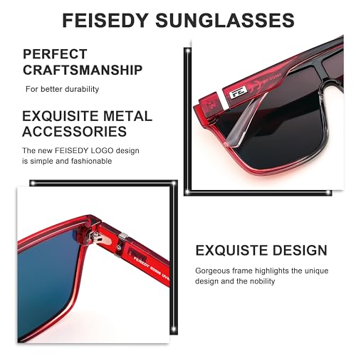 Image of FEISEDY Sunglasses for Women Men, Fashion Mirrored Single Lens Shades