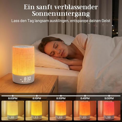 Foryond Tageslichtwecker mit 30 Naturgeräuschen,Wecker mit Licht Sonnenaufgang,Dimmbar Nachttischlampe,Lichtwecker Einschlafshilfe und Timer,Geschenke für Mutter und Vater, Frauen und Männer