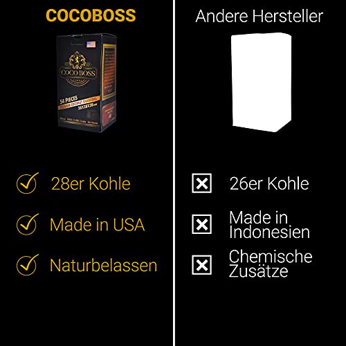 Cocoboss - 1 KG natürliche Premium 28er Shisha Kohle aus 100% Kokosnuss - Qualitative Kohle für Shisha & Grill - Längere… – Bild 7