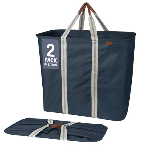 Opiniones y reviews de Almacenamiento y organización de la colada los 10 mejores. 47 CleverMade Cesta plegable para la colada, paquete de 2 unidades, 64 L, organizador de almacenamiento para ahorrar espacio con asas, plegable para organización del hogar
