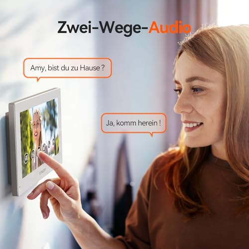 TMEZON WLAN Video Türsprechanlage mit Türöffner,1080P HD Türklingel mit Kamera,7-Zoll-Farb-Touchscreen,Nachtsichtgerät,Zwei-Wege-Audio,Bewegungsmeldung,App & Sweep-Karte entsperren,2-Draht Technik